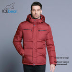 ICEbear 2019 Mens Winter Solid Parka Warm Jackets Simple Hem Practical Waterproof Zipper Pocket High Quality Parka