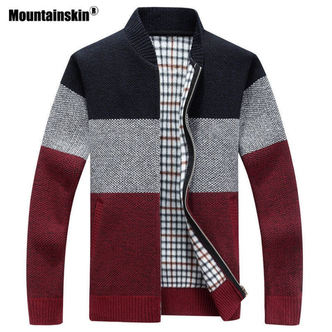 Mountainskin 2019 New Winter Men's Jackets Thick Cardigan Coats Mens Brand Clothing Autumn Gradient knitted Zipper Coat SA580