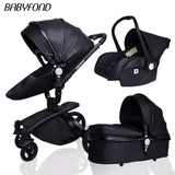 Free ship! Babyfond  3 in 1 baby stroller 360 degree rotate Carriage gold frame PU Pram EU safety Car Seat with Bassinet newborn