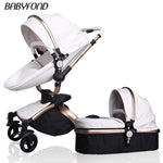 Free ship! Babyfond  3 in 1 baby stroller 360 degree rotate Carriage gold frame PU Pram EU safety Car Seat with Bassinet newborn