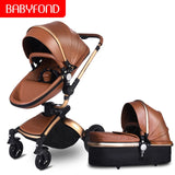 Free ship! Babyfond  3 in 1 baby stroller 360 degree rotate Carriage gold frame PU Pram EU safety Car Seat with Bassinet newborn