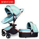 Free ship! Babyfond  3 in 1 baby stroller 360 degree rotate Carriage gold frame PU Pram EU safety Car Seat with Bassinet newborn