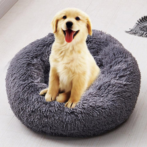 Foldable Round Cat Bed Portable Long Plush Dog Kennel Cat House Super Soft Cotton Mats Sofa For Dog Basket Pet Warm Sleeping Bed