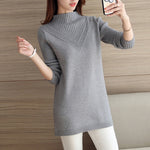 2019 DRL female sweater outerwear medium-long basic pullovers office lady sweater thickening solid color turtleneck Sweater