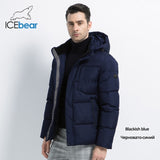 ICEbear 2019 Mens Winter Solid Parka Warm Jackets Simple Hem Practical Waterproof Zipper Pocket High Quality Parka