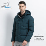 ICEbear 2019 Mens Winter Solid Parka Warm Jackets Simple Hem Practical Waterproof Zipper Pocket High Quality Parka