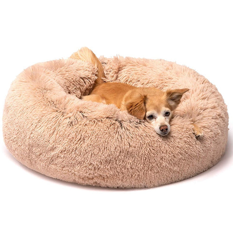 Long Plush Super Soft Dog Bed Pet Kennel Round Sleeping Bag Lounger Cat House Winter Warm Sofa Basket for Small Medium Large Dog