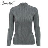 Simplee Multicolor knitted women pullover sweater Long sleeve top turtleneck female sweater Chic ladies casual bestmatch jumper