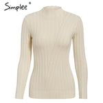 Simplee Multicolor knitted women pullover sweater Long sleeve top turtleneck female sweater Chic ladies casual bestmatch jumper