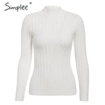 Simplee Multicolor knitted women pullover sweater Long sleeve top turtleneck female sweater Chic ladies casual bestmatch jumper