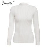 Simplee Multicolor knitted women pullover sweater Long sleeve top turtleneck female sweater Chic ladies casual bestmatch jumper