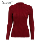 Simplee Multicolor knitted women pullover sweater Long sleeve top turtleneck female sweater Chic ladies casual bestmatch jumper