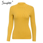 Simplee Multicolor knitted women pullover sweater Long sleeve top turtleneck female sweater Chic ladies casual bestmatch jumper