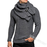 SWEATER+Gift Scarf Autumn Winter 2019 Men Long Sleeves Pullovers