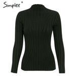 Simplee Multicolor knitted women pullover sweater Long sleeve top turtleneck female sweater Chic ladies casual bestmatch jumper