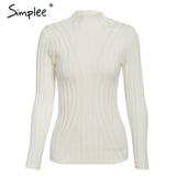 Simplee Multicolor knitted women pullover sweater Long sleeve top turtleneck female sweater Chic ladies casual bestmatch jumper