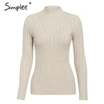 Simplee Multicolor knitted women pullover sweater Long sleeve top turtleneck female sweater Chic ladies casual bestmatch jumper