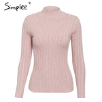 Simplee Multicolor knitted women pullover sweater Long sleeve top turtleneck female sweater Chic ladies casual bestmatch jumper