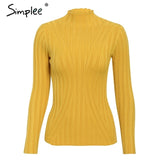 Simplee Multicolor knitted women pullover sweater Long sleeve top turtleneck female sweater Chic ladies casual bestmatch jumper