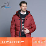 ICEbear 2019 Mens Winter Solid Parka Warm Jackets Simple Hem Practical Waterproof Zipper Pocket High Quality Parka