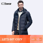 ICEbear 2019 New Clothing Jackets Business Long Thick Winter Coat Men Solid Parka Fashion Overcoat Outerwear 16M298D