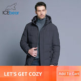 ICEbear 2019 Soft Fabric Winter Men's Jacket Thickening Casual Cotton Jackets Winter Mid-Long Parka Men Brand Clothing 17MD962D