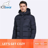 ICEbear 2019 Mens Winter Jackets Chest Exquisite Pocket Simple Hem Practical Waterproof Zipper High Quality Parka