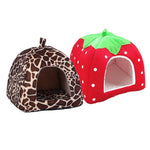 Soft Strawberry Pet  Dog Cat House Kennel Doggy Fashion Cushion Basket