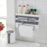 Multi-function Wall Roll Aluminum Foil Dispenser Paper Film Kitchen Paper Spice Shelf Holder Save kitchen space Elegant