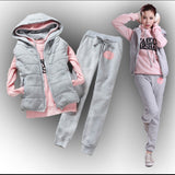 Autumn and winter new Fashion women suit women's tracksuits casual set with a hood fleece sweatshirt three pieces set