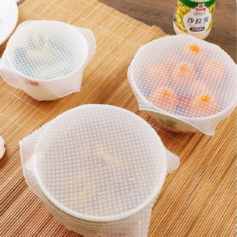 1/4pcs Food Fresh Keeping Wrap Kitchen Tools Reusable Silicone Food Wraps Seal Vacuum Cover Stretch Lid Kitchen Accessories