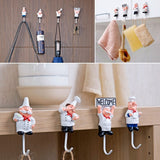 Kitchen Cartoon Shaped Hook Resin Powerful Adhesive Hanger Wall Storage Rack