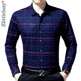 2019 male fashion brand casual business slim fit men shirt camisa long sleeve plaid social shirts dress clothing jersey 40137