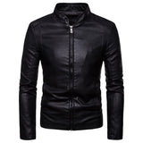 Men Leather Jackets Autumn New Men's Korean Style Slim Collar PU Leather Jacket