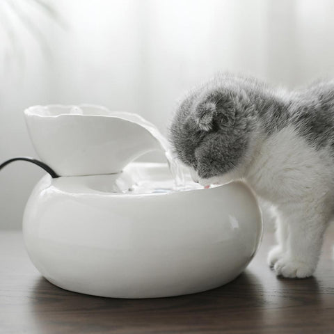 EU/US Smart Ceramics Cat Drinking Feeder Automatic Circulating Water Feeder Pet Water Dispenser 3D Fountain Water Basin 20E