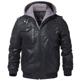 Men's Real Leather Jacket Men Motorcycle Removable Hood winter coat Men Warm Genuine Leather Jackets