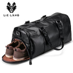 LIELANG Men's Black handbag Travel Bag Waterproof Leather Large Capacity Travel Duffle Multifunction Tote Casual Crossbody Bags